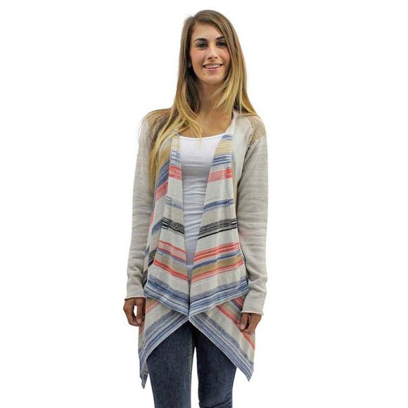 Ivory Colorful Stripe Knit Sweater Jacket - Picture 4 of 4